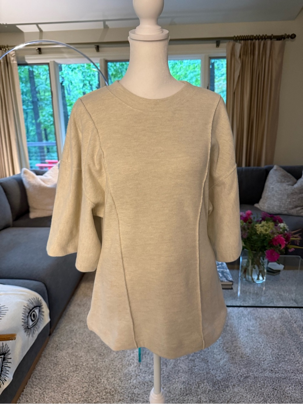 H&M Cream Short-Sleeve Knit Top